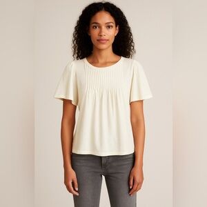 Joie Pleated Flutter Sleeve Top White Size S